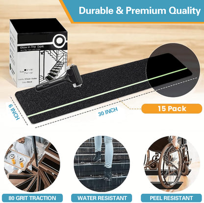 Anti-Slip Traction Tread With Glow In Dark Stripe