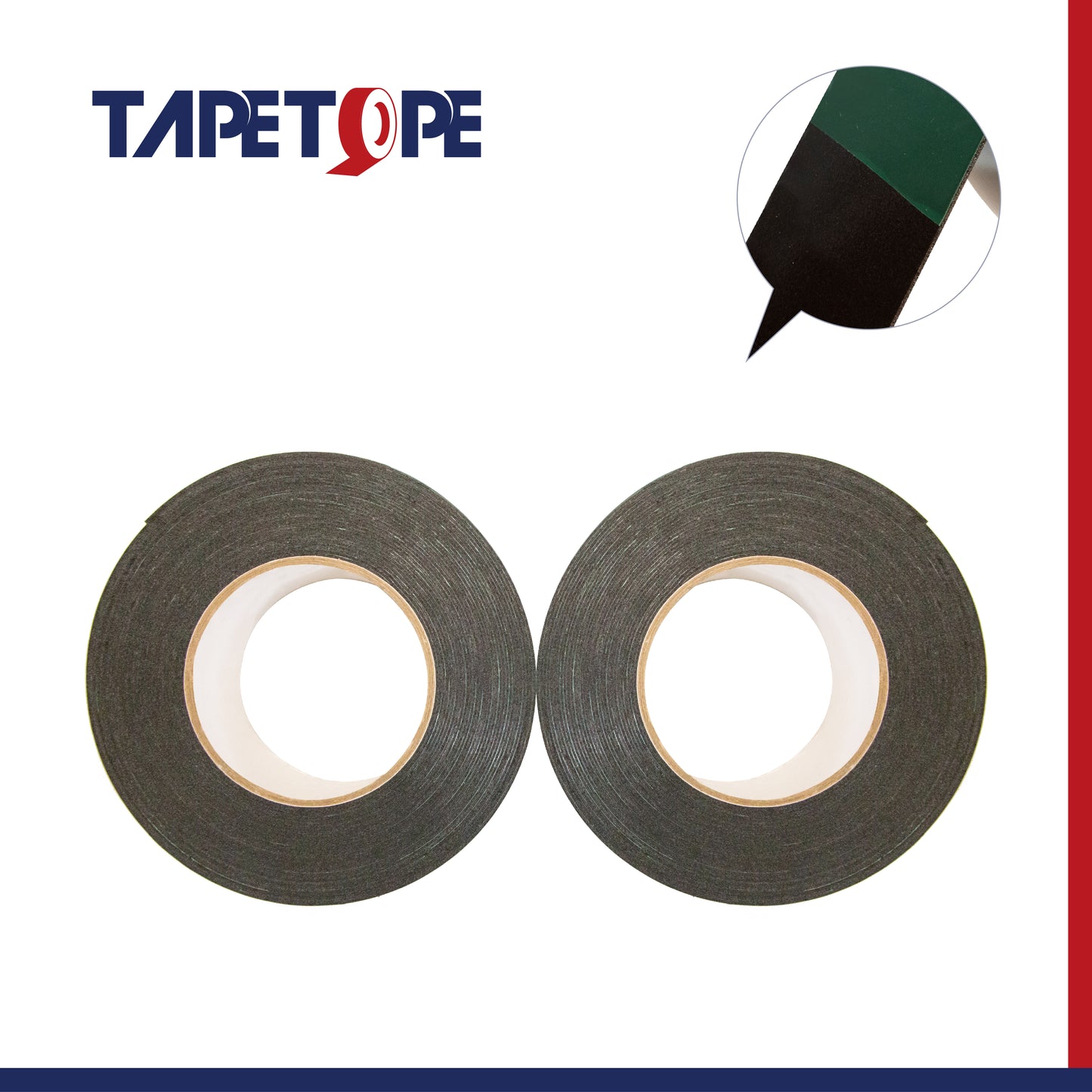 Double sided PE foam tape-Black with green liner