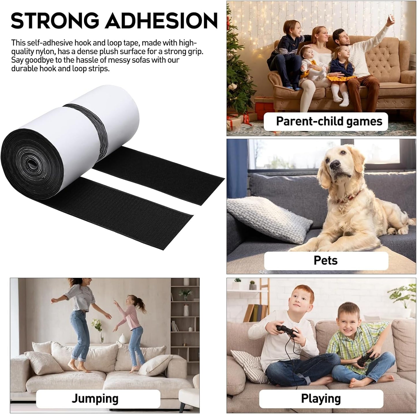 Strong Sticky Back Heavy Duty Hook and Loop Tape with Adhesive