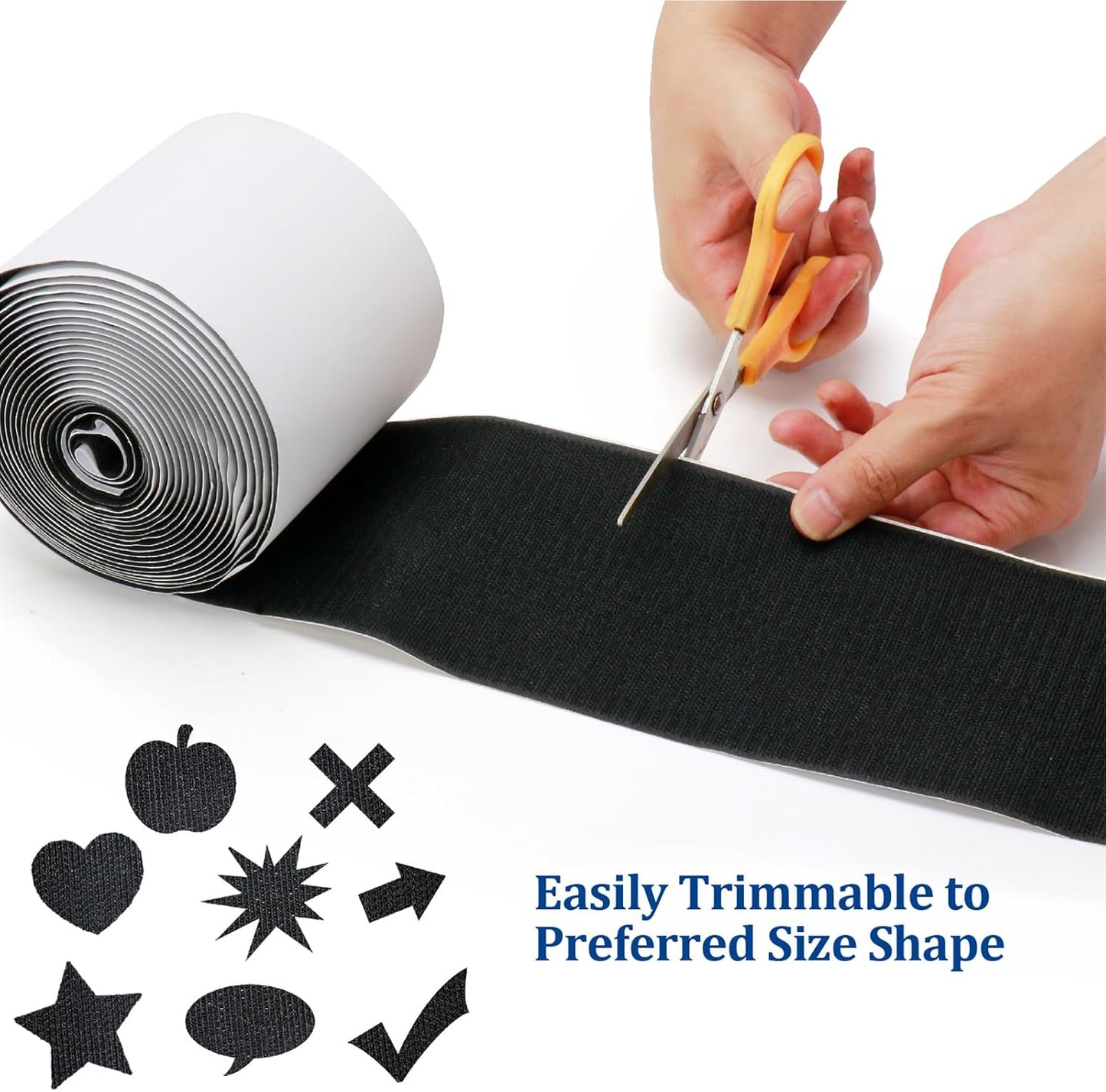 4.4" x 15 FT Heavy Duty Adhesive Hook and Loop Tape Strips