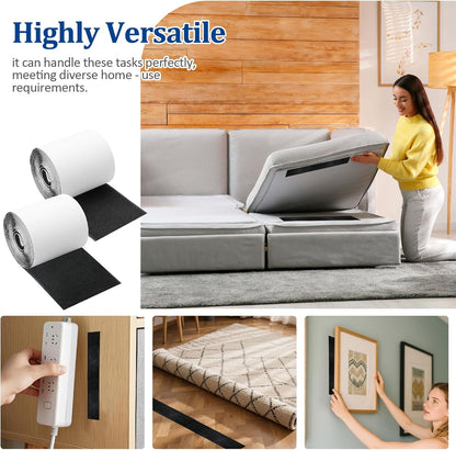 4.4" x 15 FT Heavy Duty Adhesive Hook and Loop Tape Strips