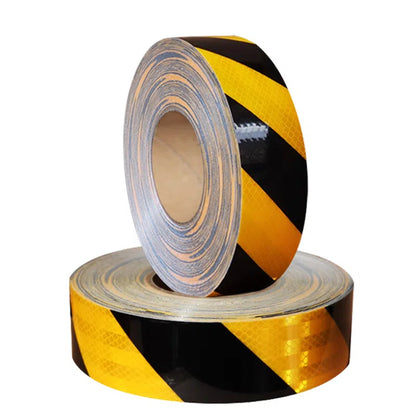 Black And Yellow Micro Prismatic Reflective Tape Diagonal Warning Sticker