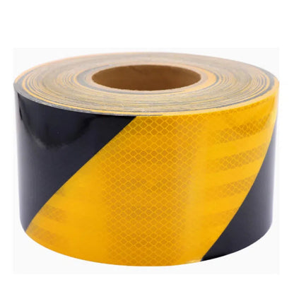 Black And Yellow Micro Prismatic Reflective Tape Diagonal Warning Sticker