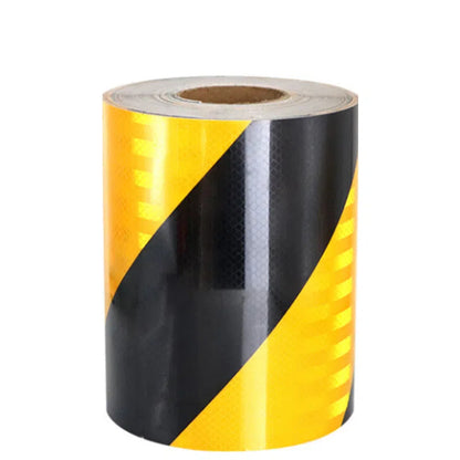 Black And Yellow Micro Prismatic Reflective Tape Diagonal Warning Sticker