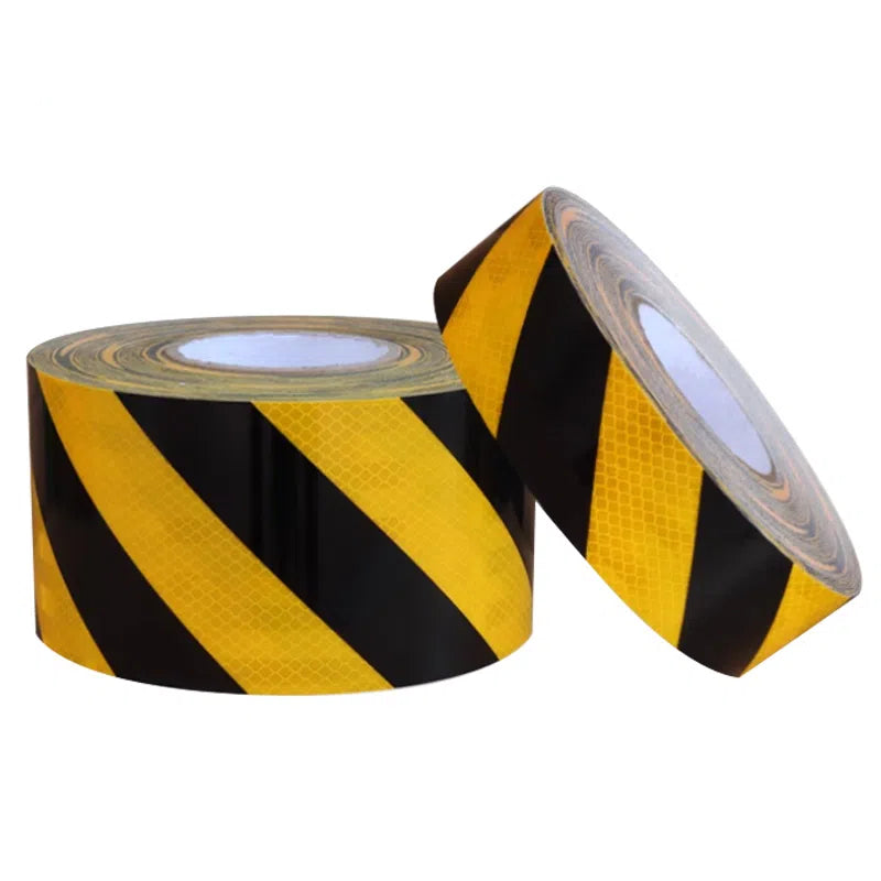 Black And Yellow Micro Prismatic Reflective Tape Diagonal Warning Sticker