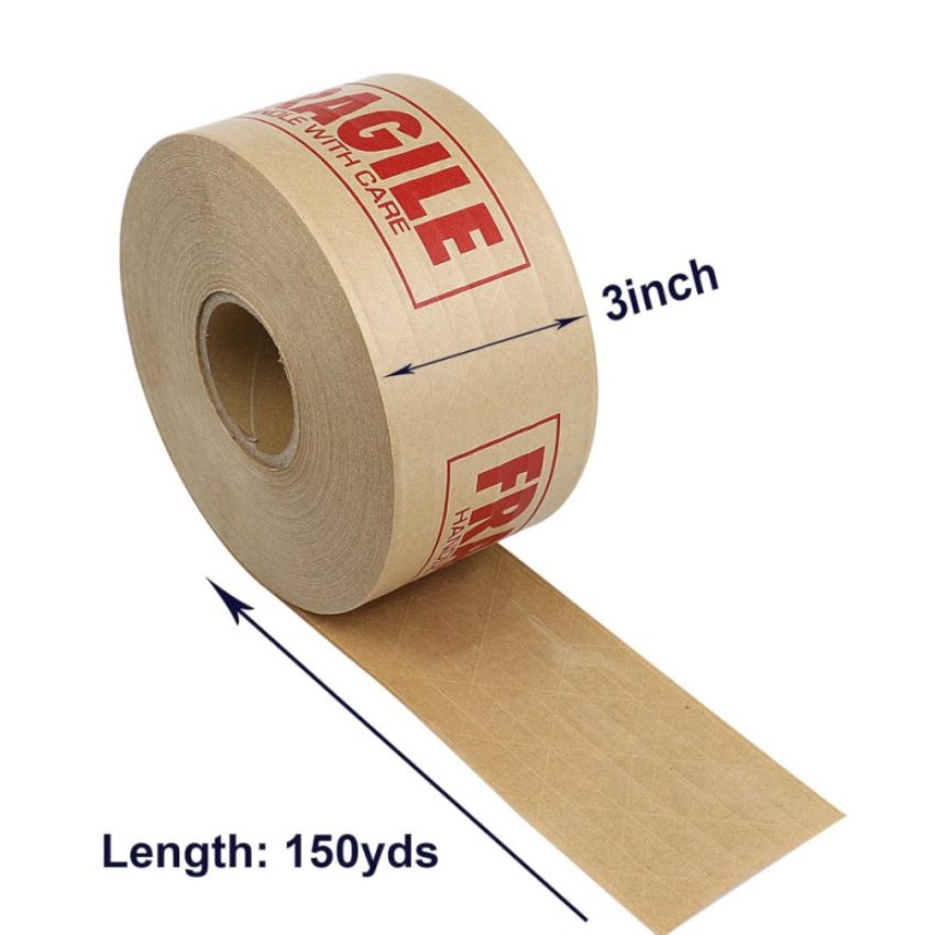 Wet water reinforced kraft paper box sealing tape